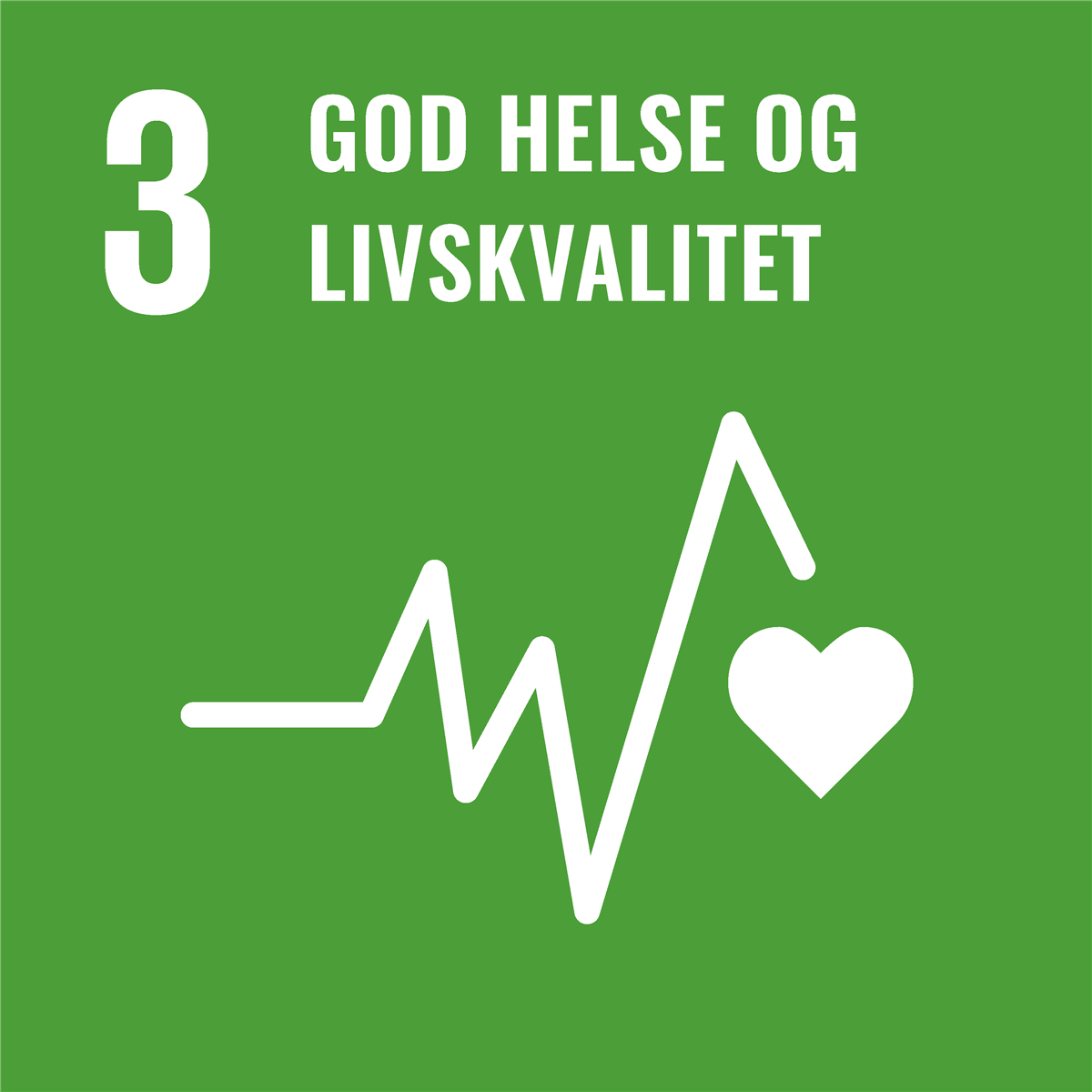 Ikon for FNs bærekraftsmål 3: God helse og livskvalitet - Klikk for stort bilde